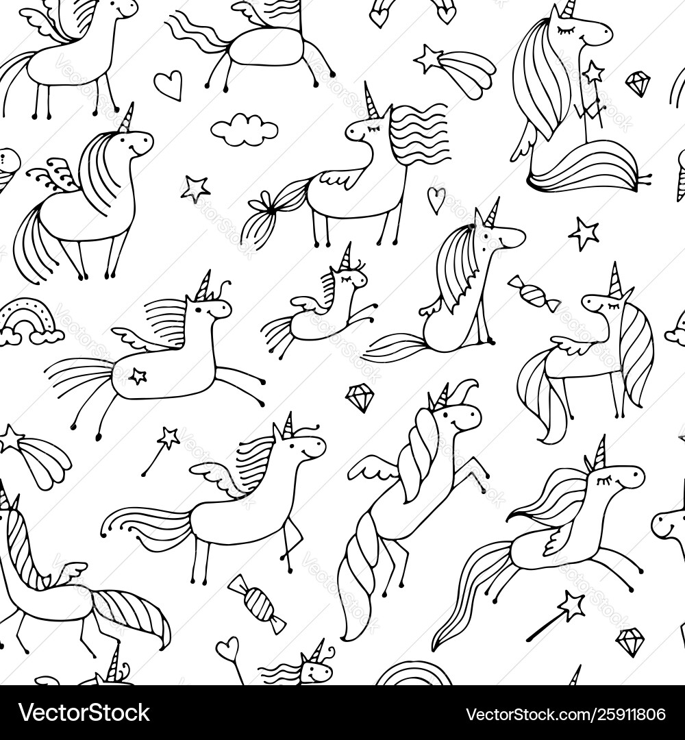 Magic unicorns seamless pattern for your design Magic unicorns seamless pattern for your design vector image