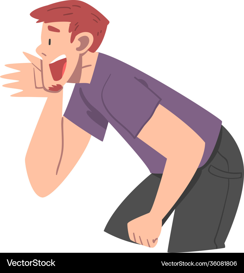 Man character with wide open mouth shouting Vector Image