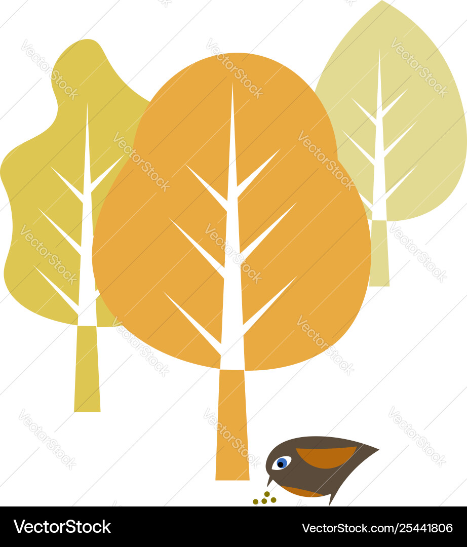 Nature with bird and leaf element hand drawn Vector Image