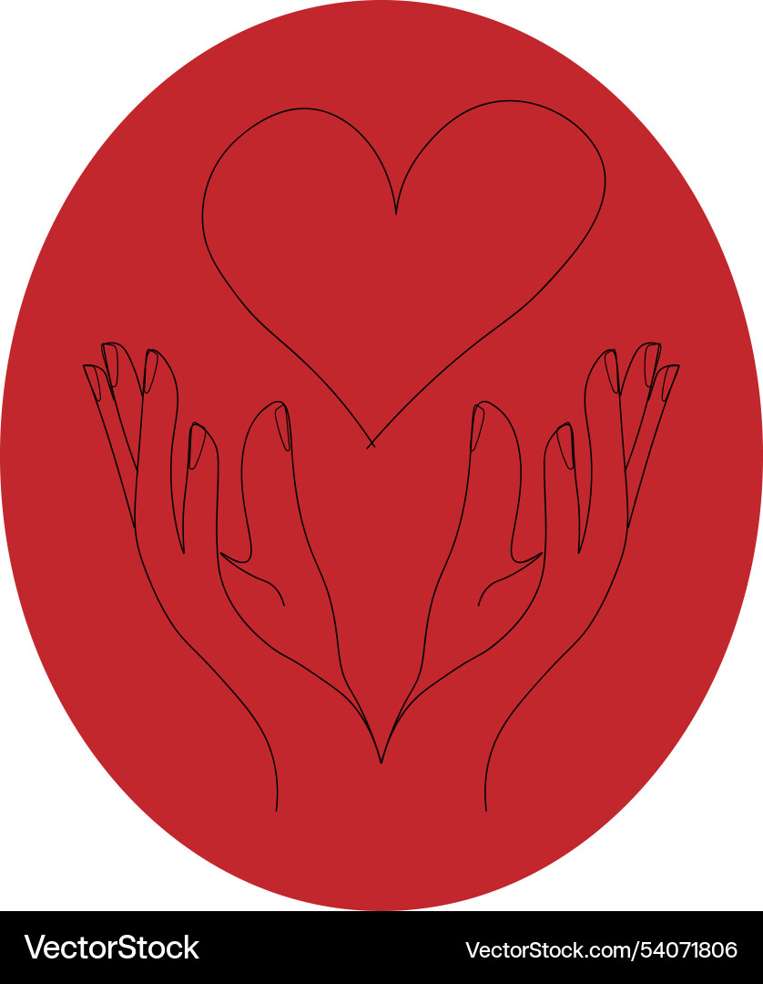 On a red background the palms and heart On a red background the palms and heart vector image