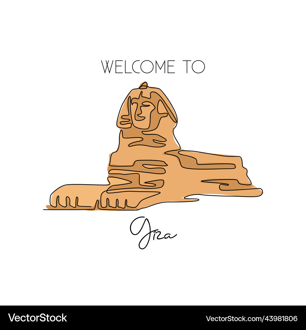 One continuous line drawing of great sphinx One continuous line drawing of great sphinx vector image