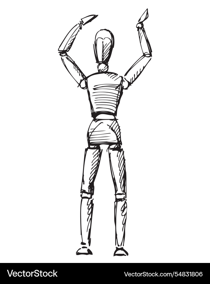 Outline Handzeichnung der stehenden menschlichen Figur Outline Handzeichnung der stehenden menschlichen Figur vektorbild