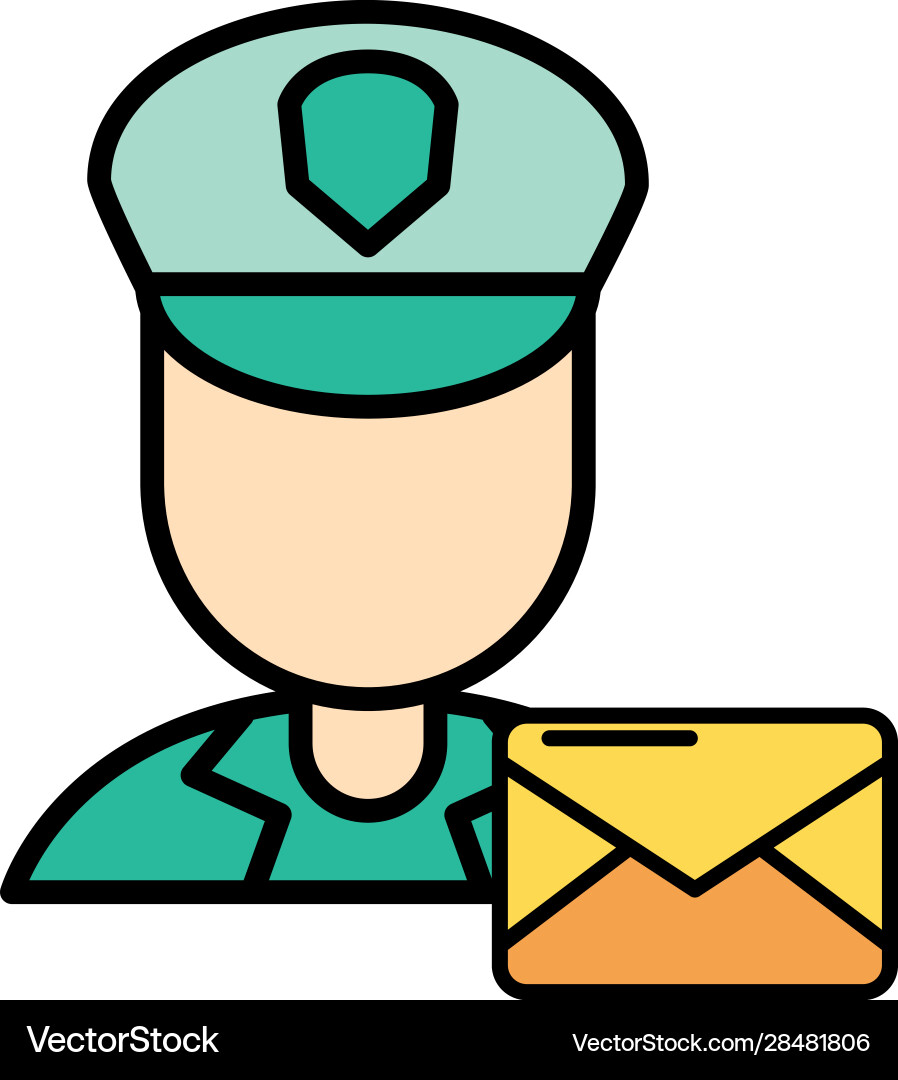 Postman worker with envelope mail Vector Image