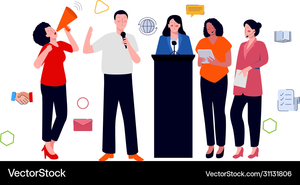 Public speaking characters set design Vector Image