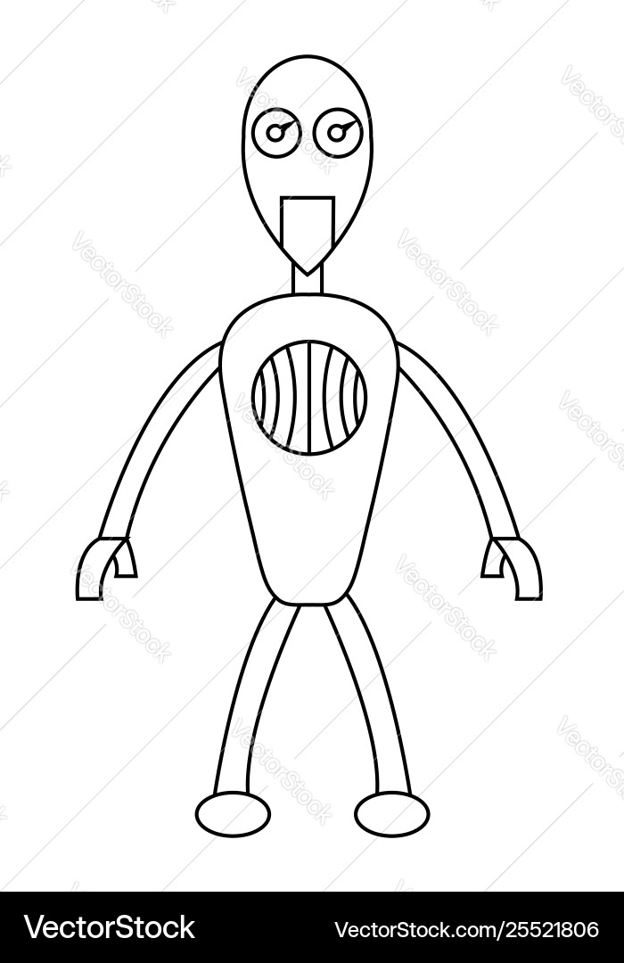 Robot boy outline character isolated stock Robot boy outline character isolated stock vector image