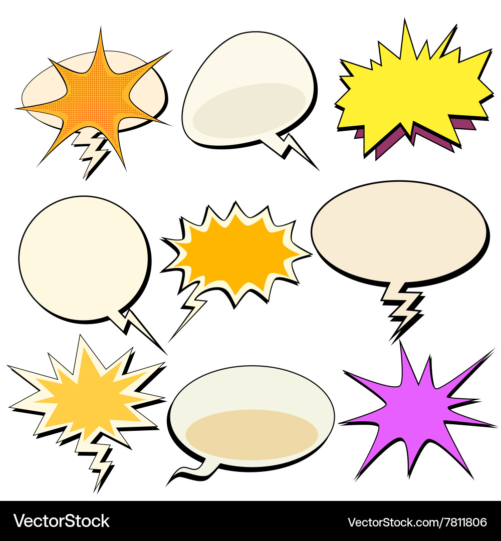 Set bubble comic book retro pop art background Vector Image