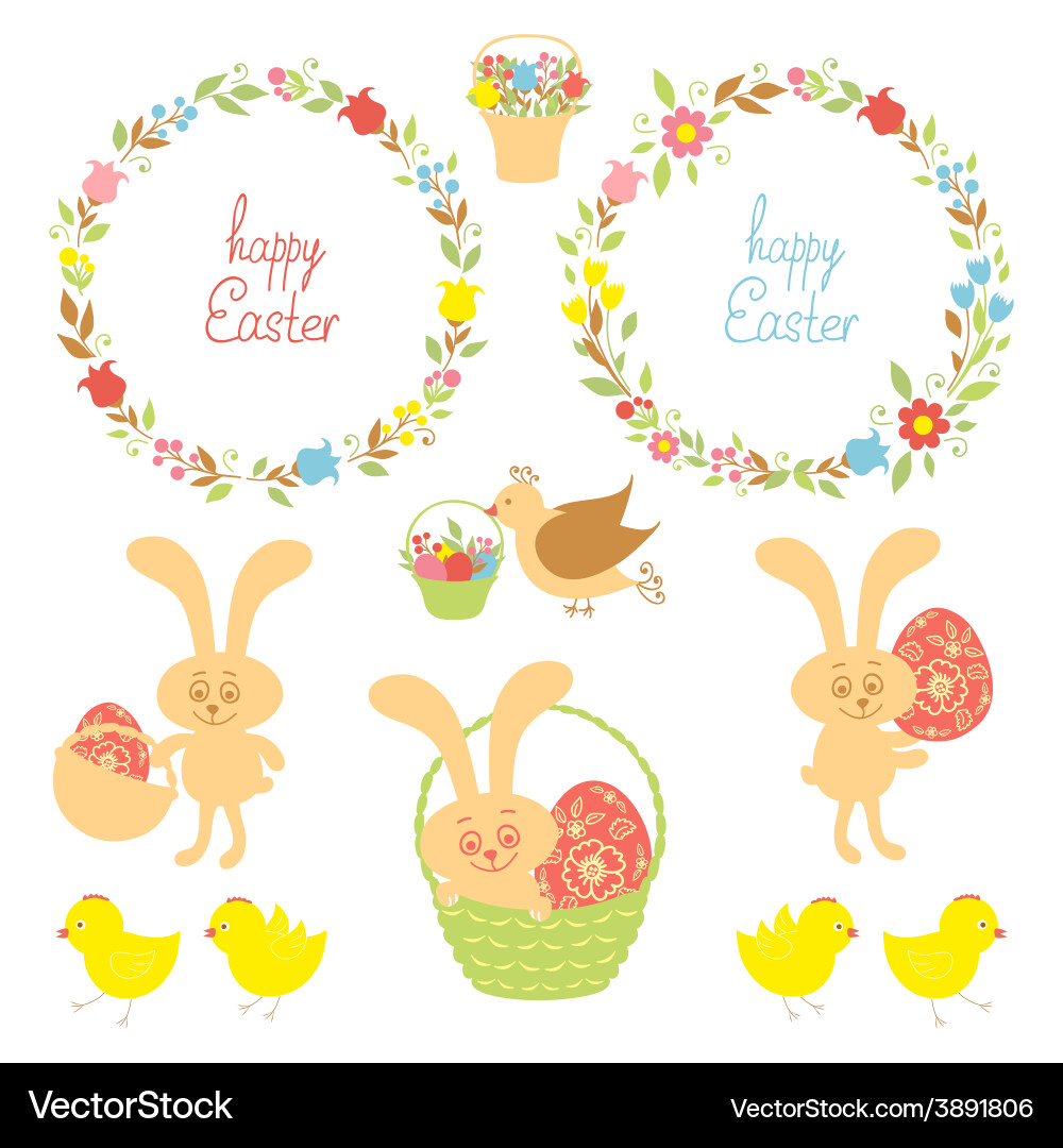 Set for easter with items Vector Image