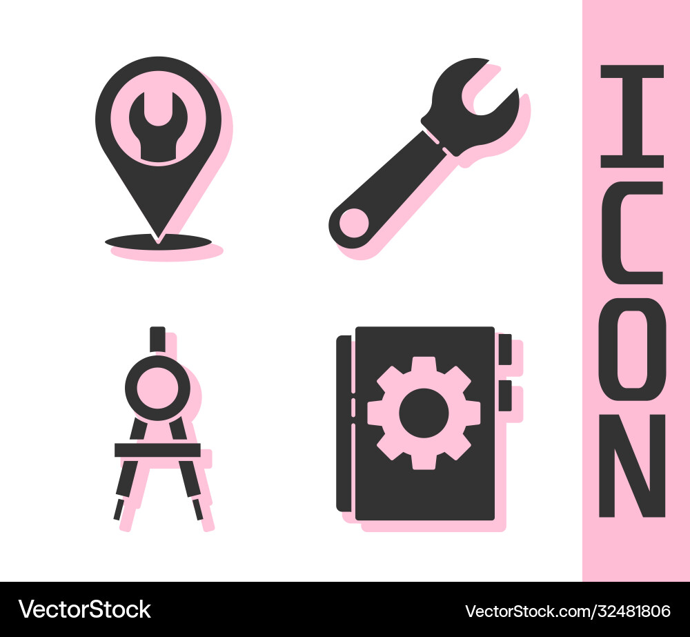 Set user manual location with wrench spanner Vector Image