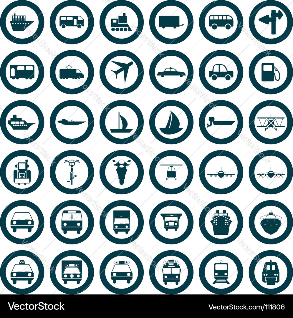 Transportation Icon Set - Vehicles & Modes vector image
