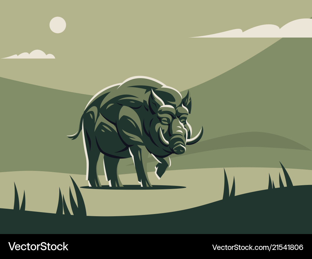 Wild boar with tusks Wild boar with tusks vector image