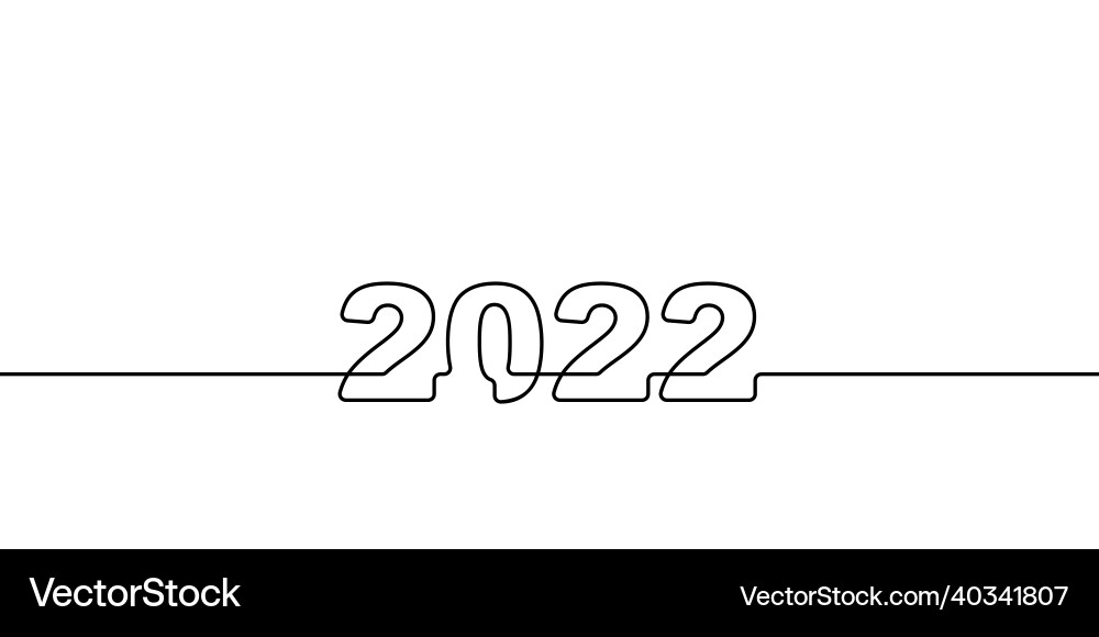 2022 single thin line drawing continuous art 2022 single thin line drawing continuous art vector image