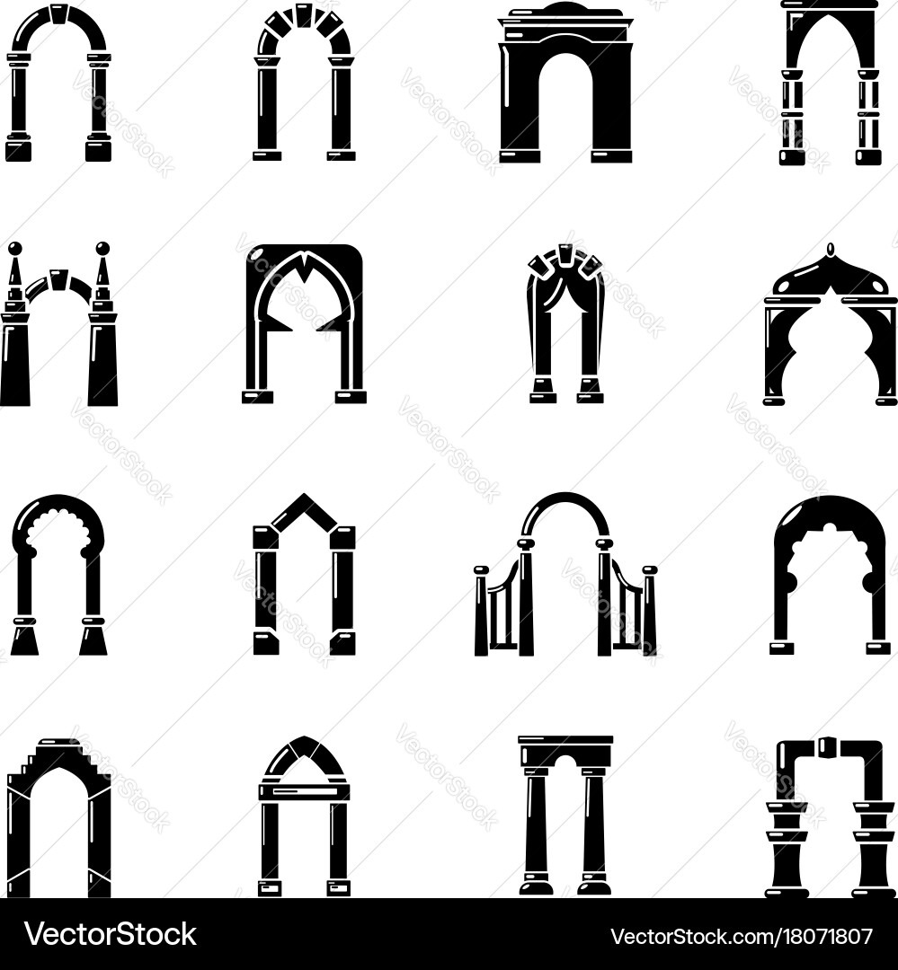 Arch types icons set simple style vector image