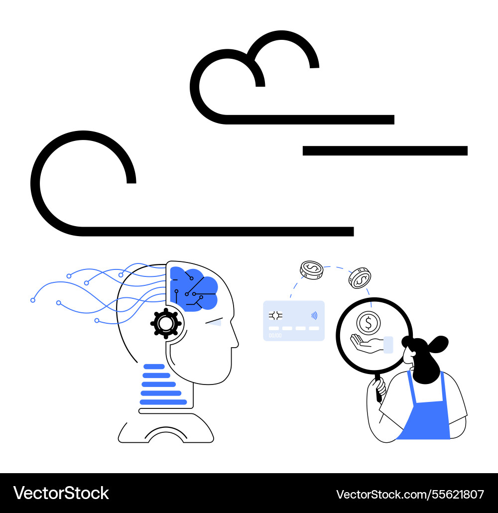 Artificial intelligence-driven financial analysis Artificial intelligence-driven financial analysis vector image