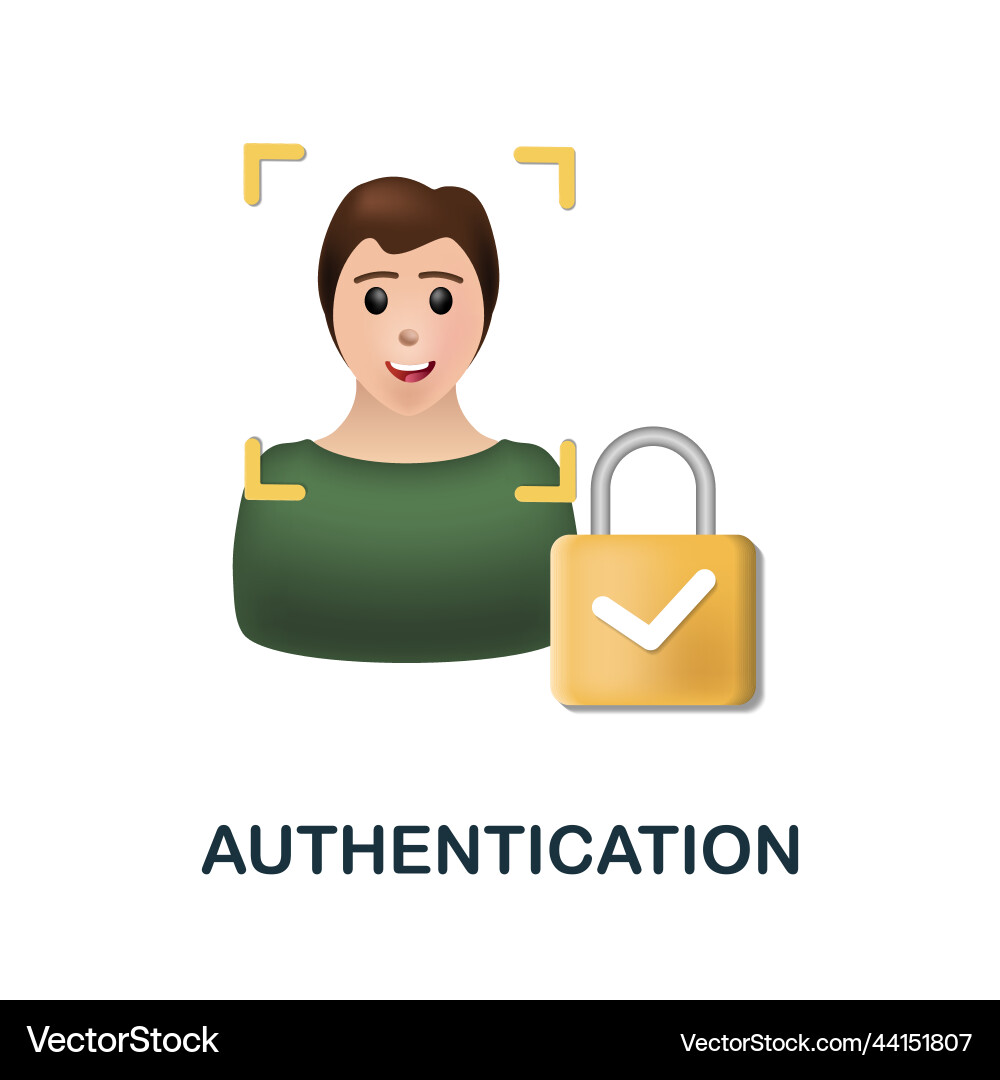 Authentication icon 3d from cybercrime collection Authentication icon 3d from cybercrime collection vector image