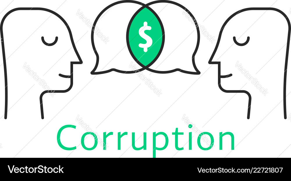 Corruption between two thin line person Corruption between two thin line person Vector Image