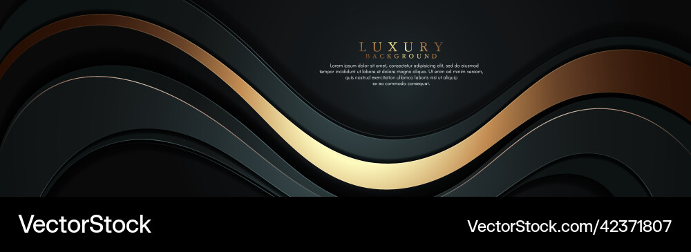 Dark abstract background with gold wave overlap Vector Image