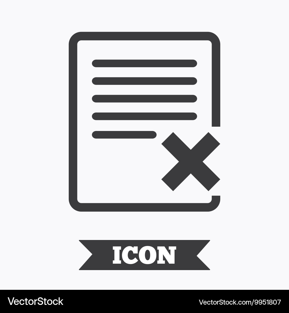 Delete file sign icon remove document symbol vector image