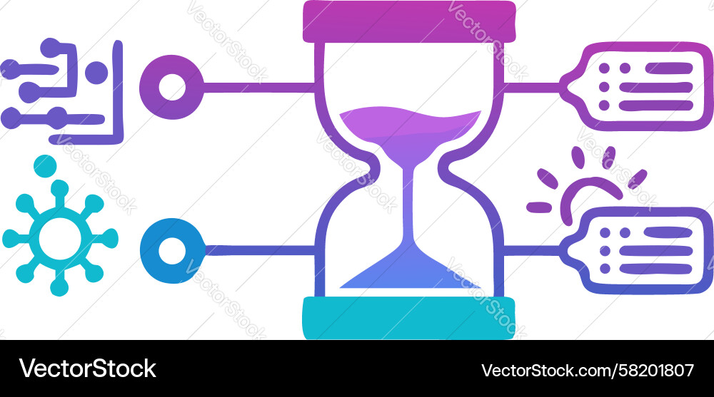 Digital Time Data Processing Flow Icon Vector Image
