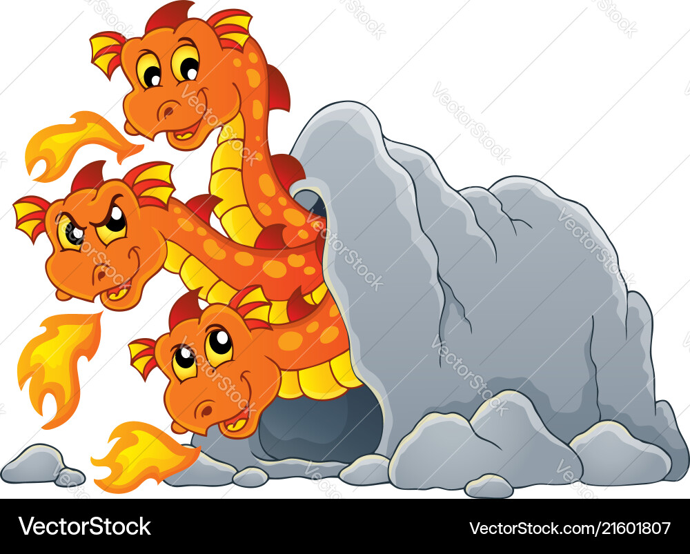 Dragon in Cave Illustration Vector Image