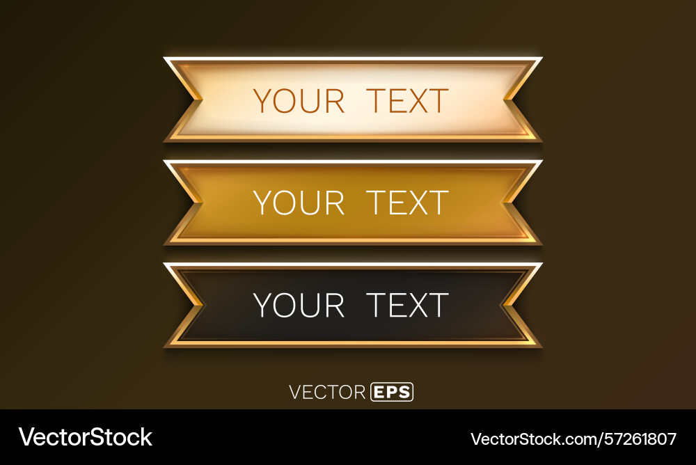 Golden frame label set color event bar button Golden frame label set color event bar button vector image