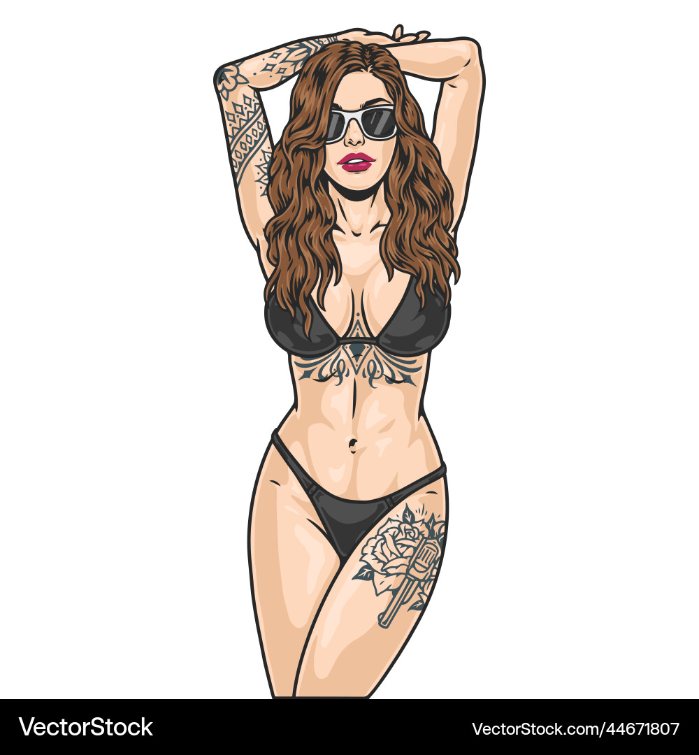 Hot girl portrait sketch colorful Hot girl portrait sketch colorful vector image