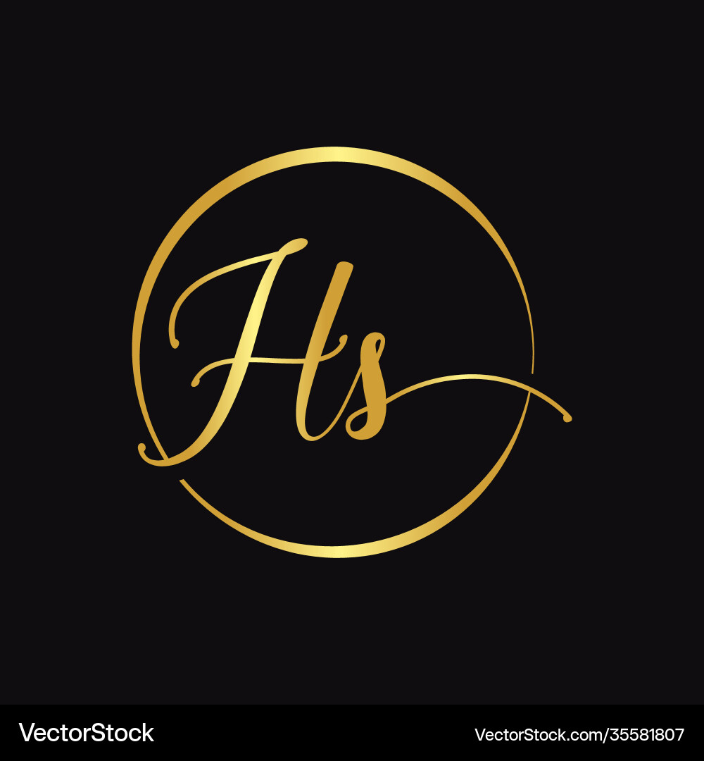 Hs script logo design template initial Hs script logo design template initial vector image