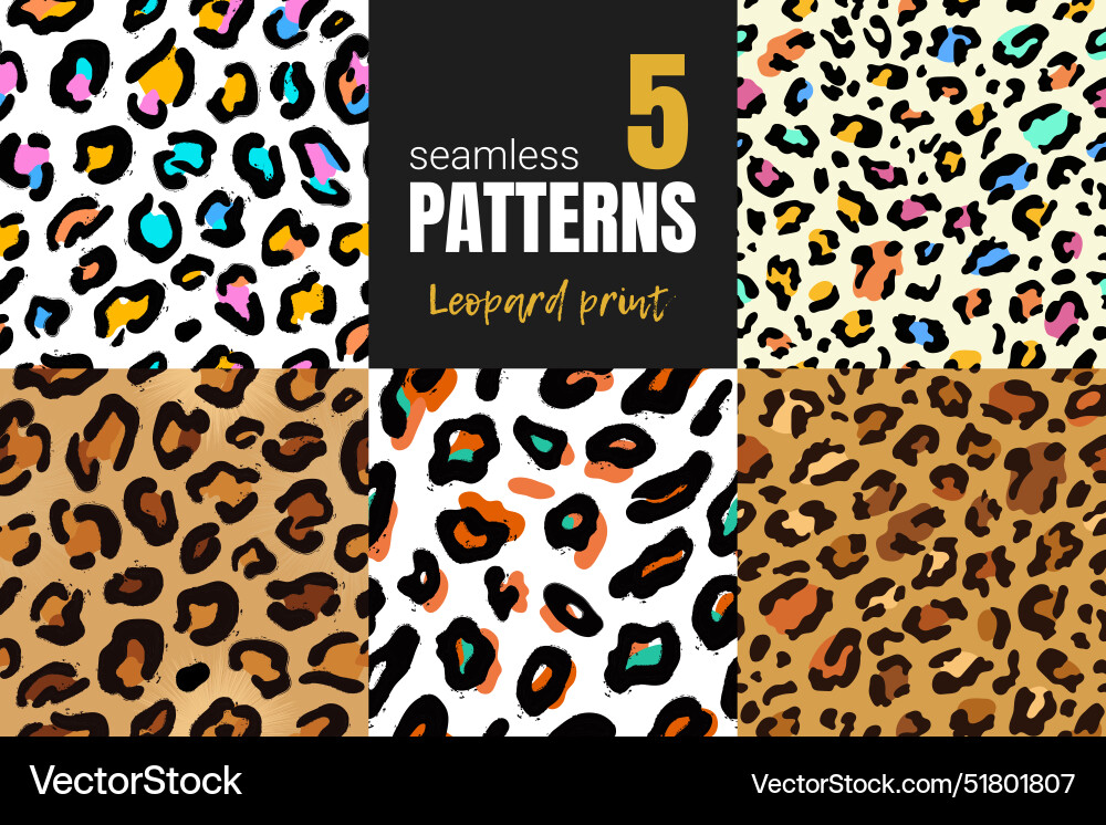 Leopard print seamless pattern set Leopard print seamless pattern set vector image