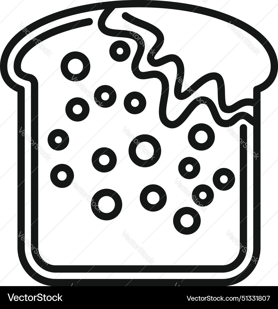 Outline of bread slice with jam and circles Outline of bread slice with jam and circles vector image