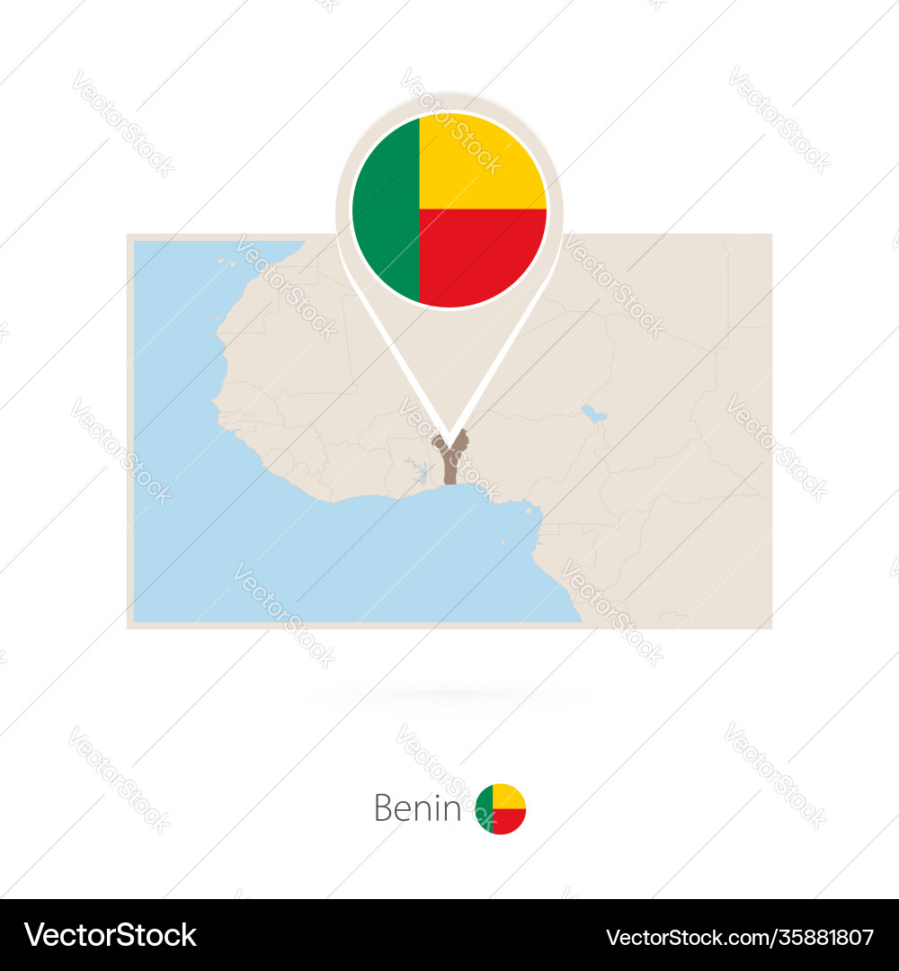 Rectangular map benin with pin icon vector image