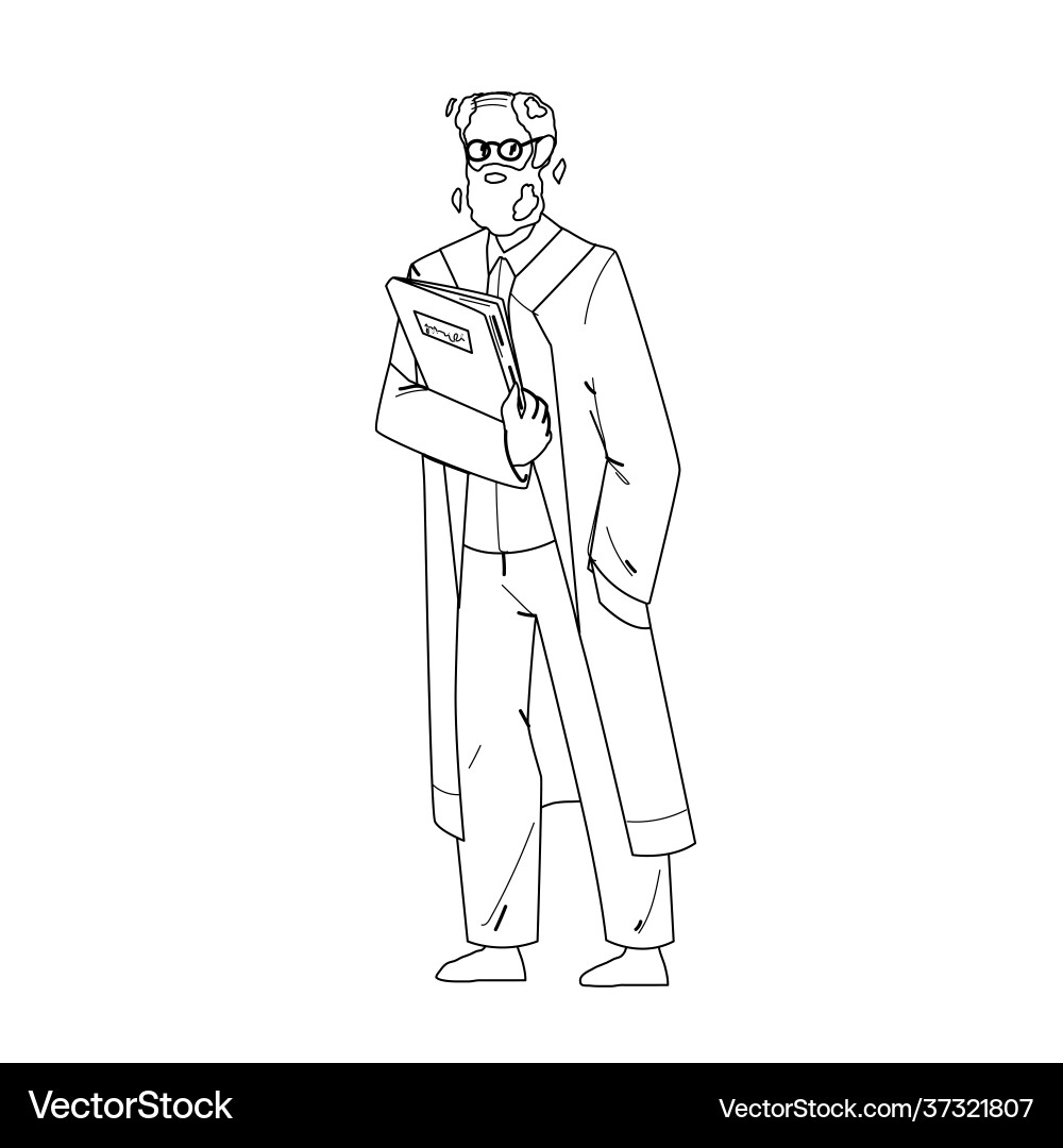 Scientist old man in uniform with folder Scientist old man in uniform with folder vector image