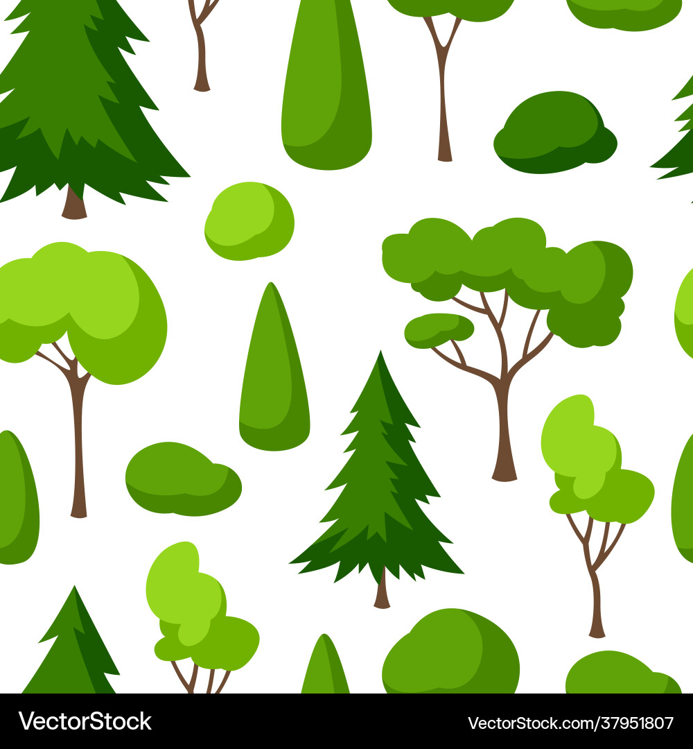 Seamless pattern with trees spruces and bushes Seamless pattern with trees spruces and bushes vector image
