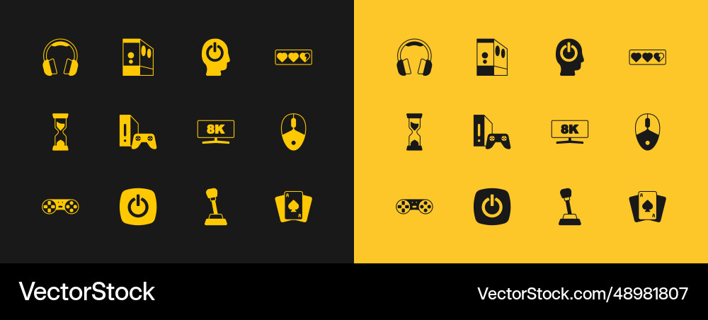 Set game life bar power button computer monitor Set game life bar power button computer monitor vector image