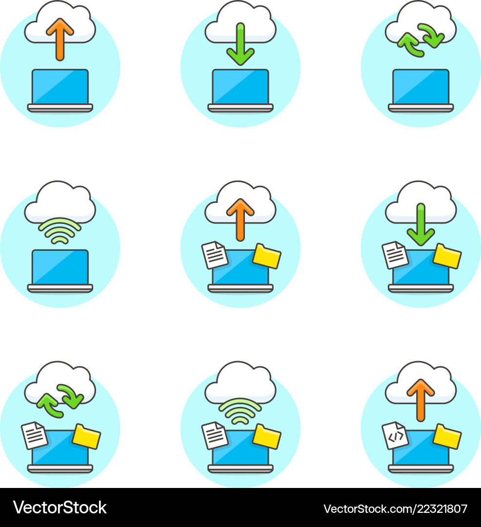 Set of multicolor cloud-computing icons Vector Image