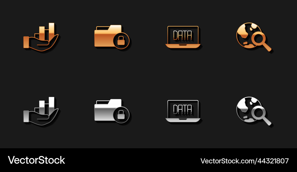 Set pie chart infographic folder and lock data Set pie chart infographic folder and lock data vector image