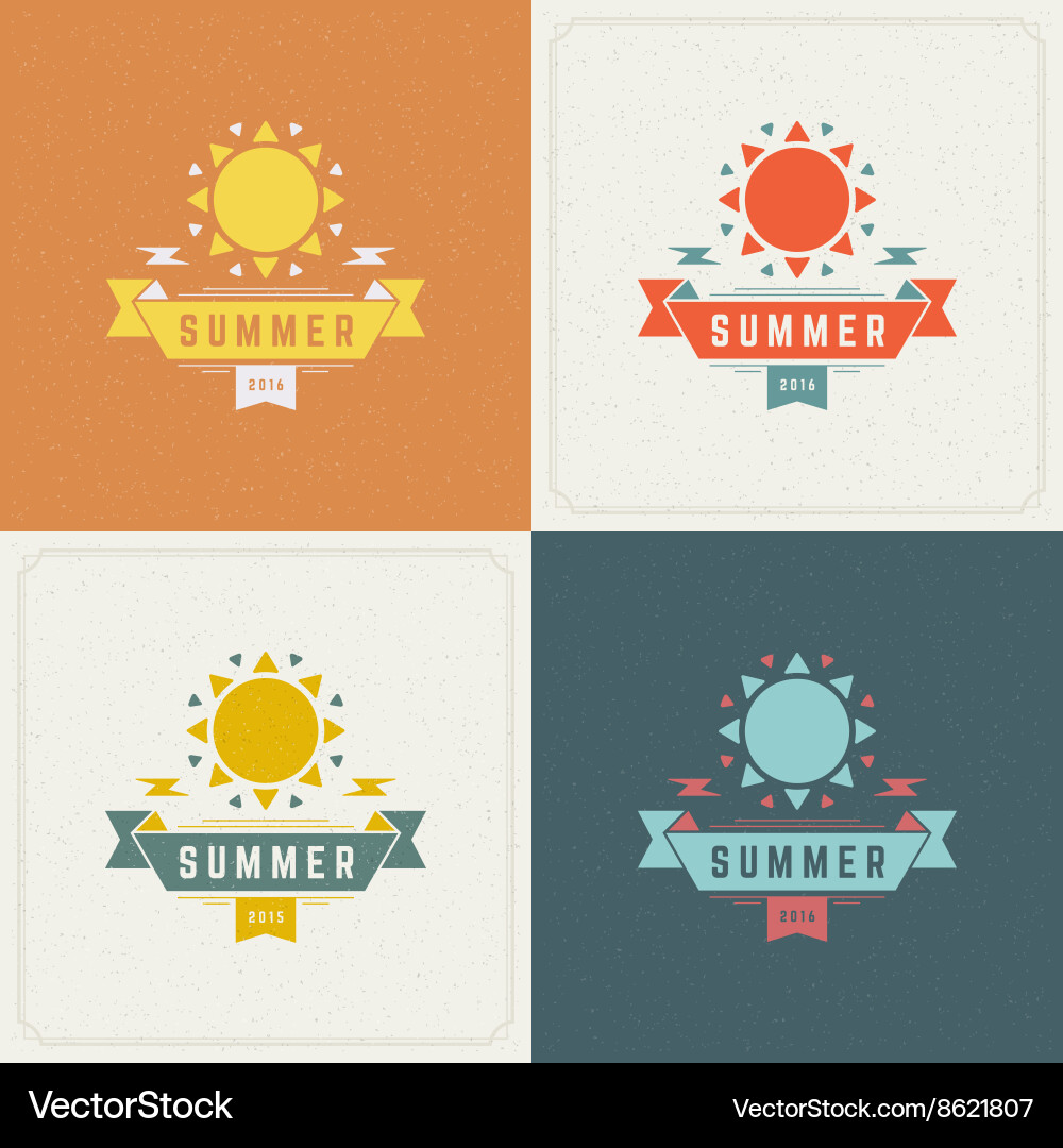 Summer holidays retro typography labels or badges Vector Image