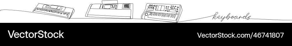 Synthesizer keyboard set one line art continuous Synthesizer keyboard set one line art continuous Vector Image