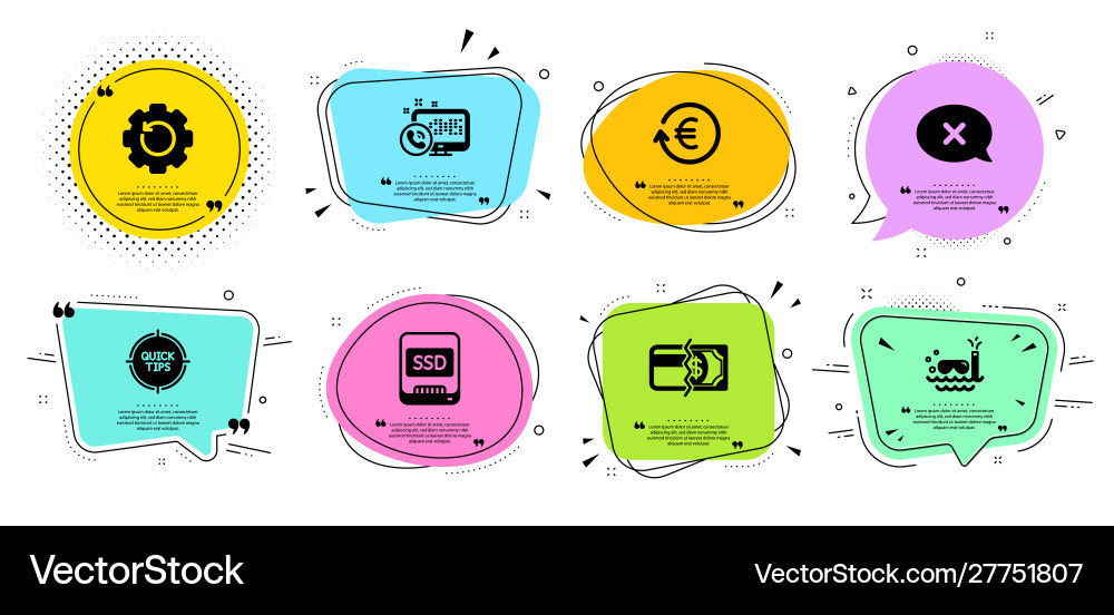 Tips scuba diving and payment methods icons set Tips scuba diving and payment methods icons set vector image