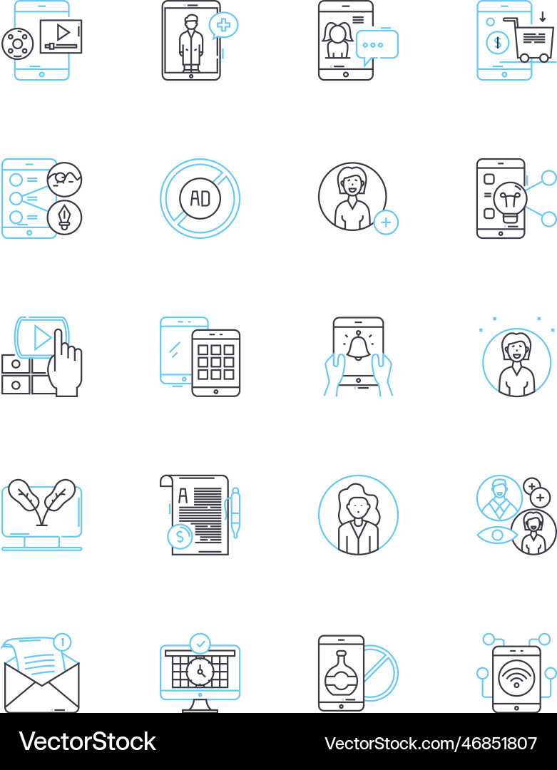 User experience linear icons set intuitive vector image