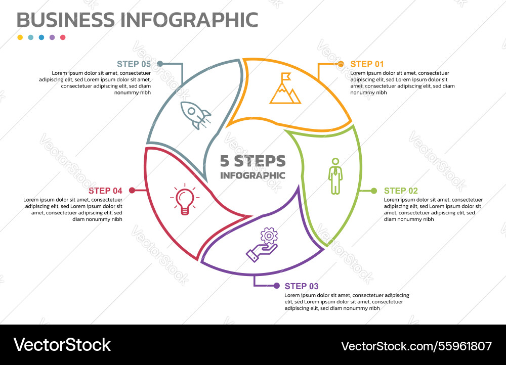 Visual data presentation cycle diagram with 5 Vector Image