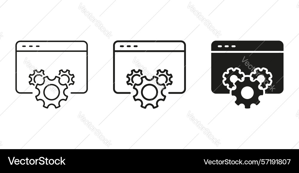Web development and optimization gear icon set Web development and optimization gear icon set vector image