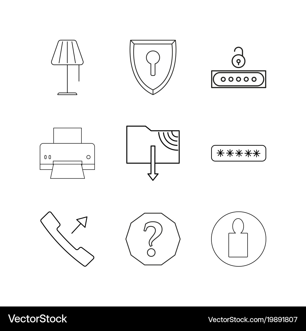 Web linear icon set simple outline icons Vector Image