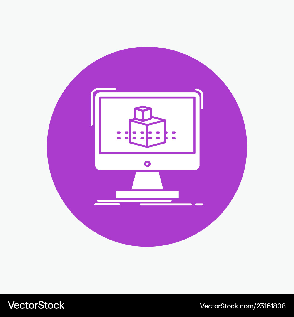 3d cube dimensional modelling sketch white glyph 3d cube dimensional modelling sketch white glyph vector image