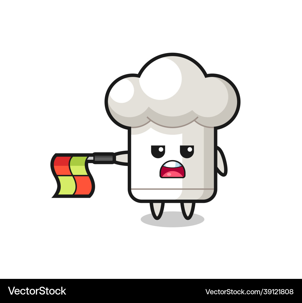 Chef hat character as line judge hold the flag Vector Image