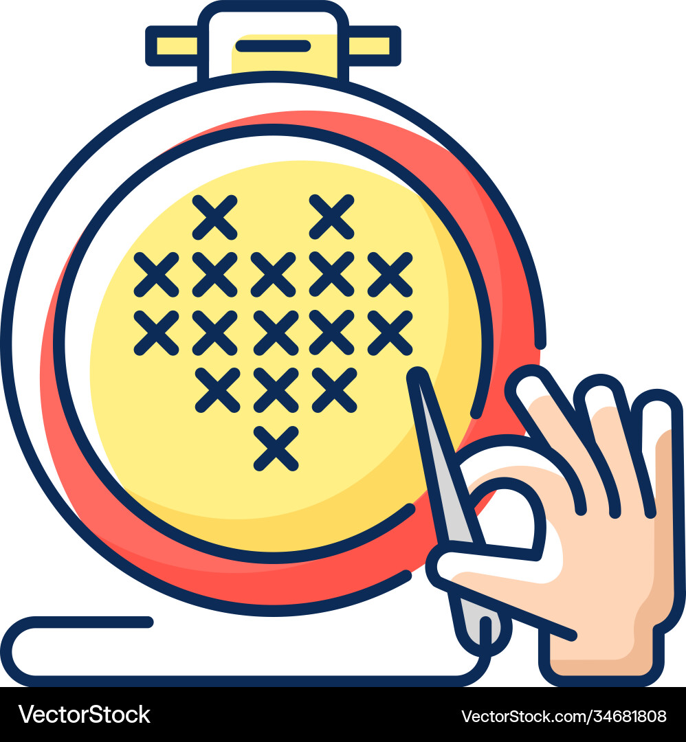 Cross stitching rgb color icon Cross stitching rgb color icon Vector Image
