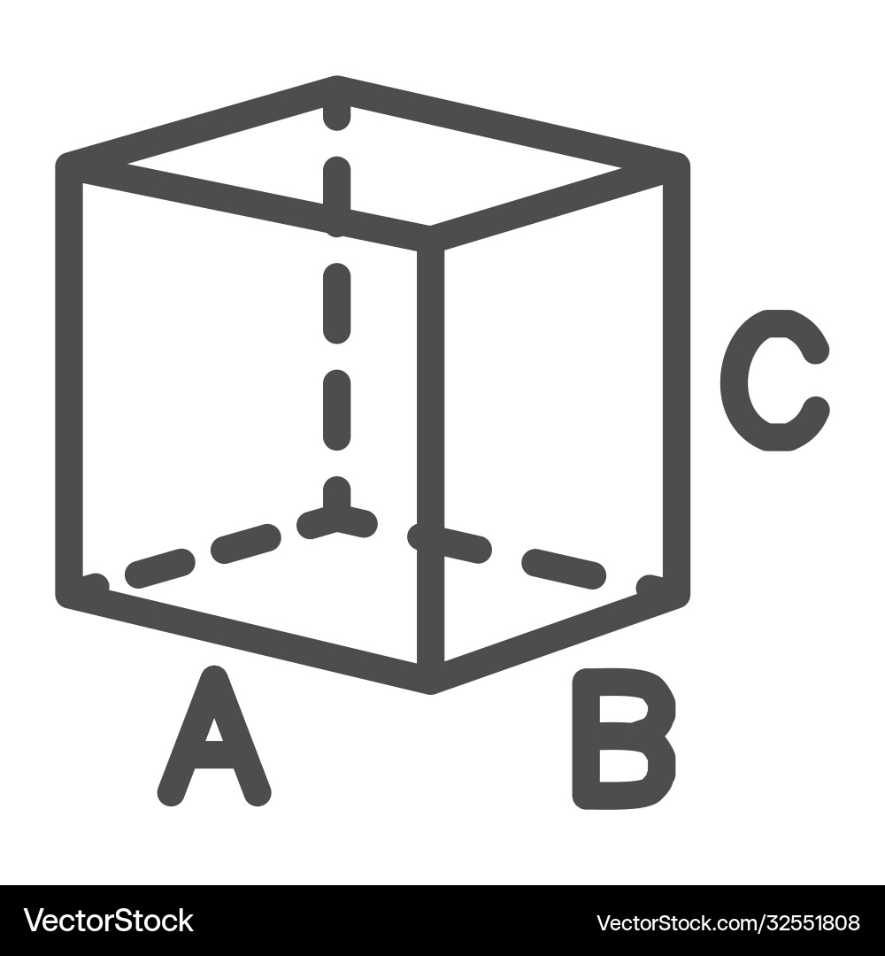 Cube with signed sides line icon geometry concept Cube with signed sides line icon geometry concept vector image