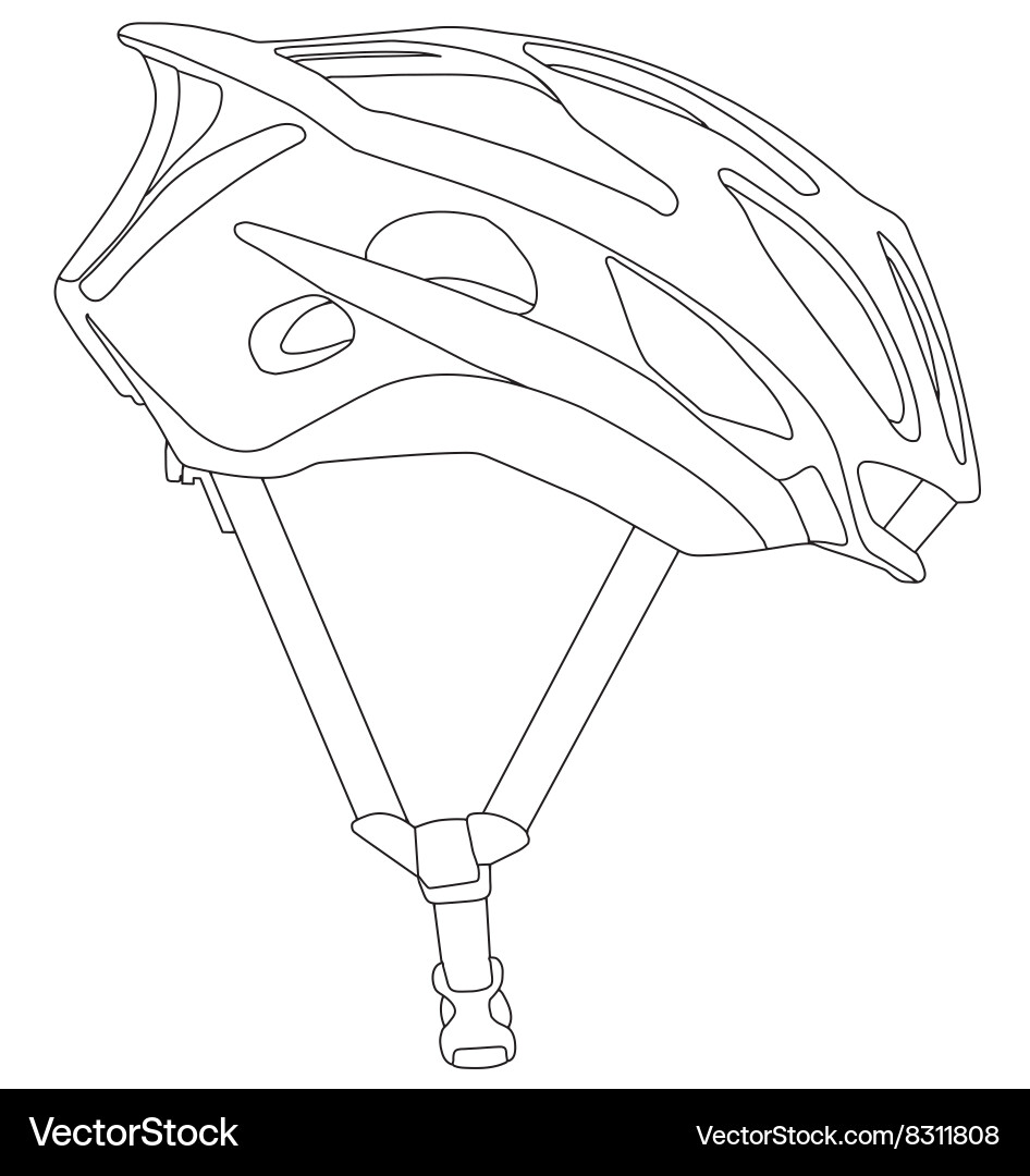 Cycle Helmet Line Drawing Vector Image