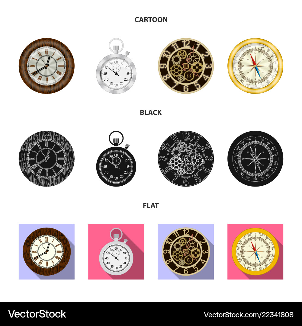 Design of clock and time sign collection Design of clock and time sign collection vector image