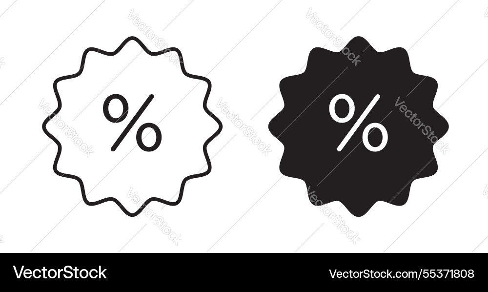 Discount icon set in thin line for web Vector Image