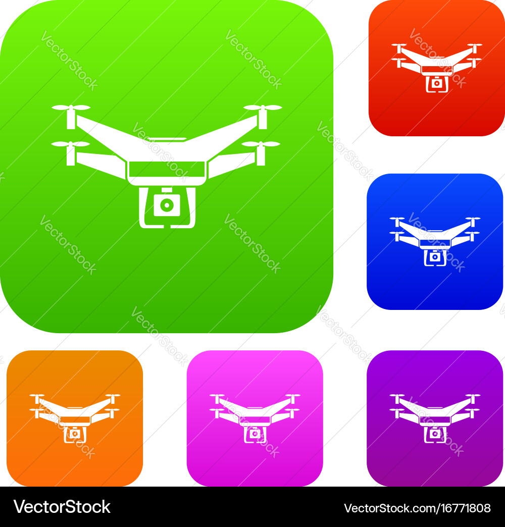 Drone video camera set collection Vector Image