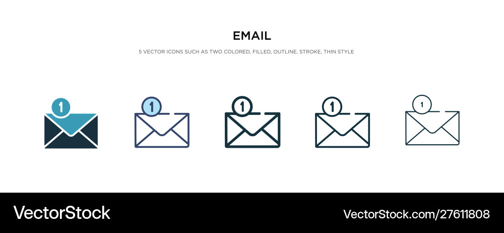 Email icon in different style two colored Email icon in different style two colored vector image